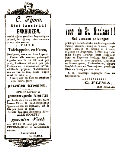 advertenties uit de Enkhuizer Courant van 1896