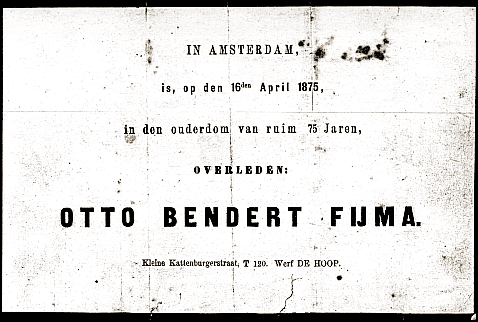 overlijdenskaart van Otto Bendert