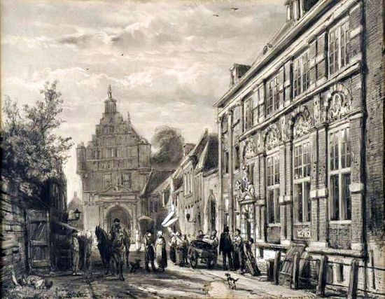 Hoorn, Doelen en Koepoort in 1874 door Springer